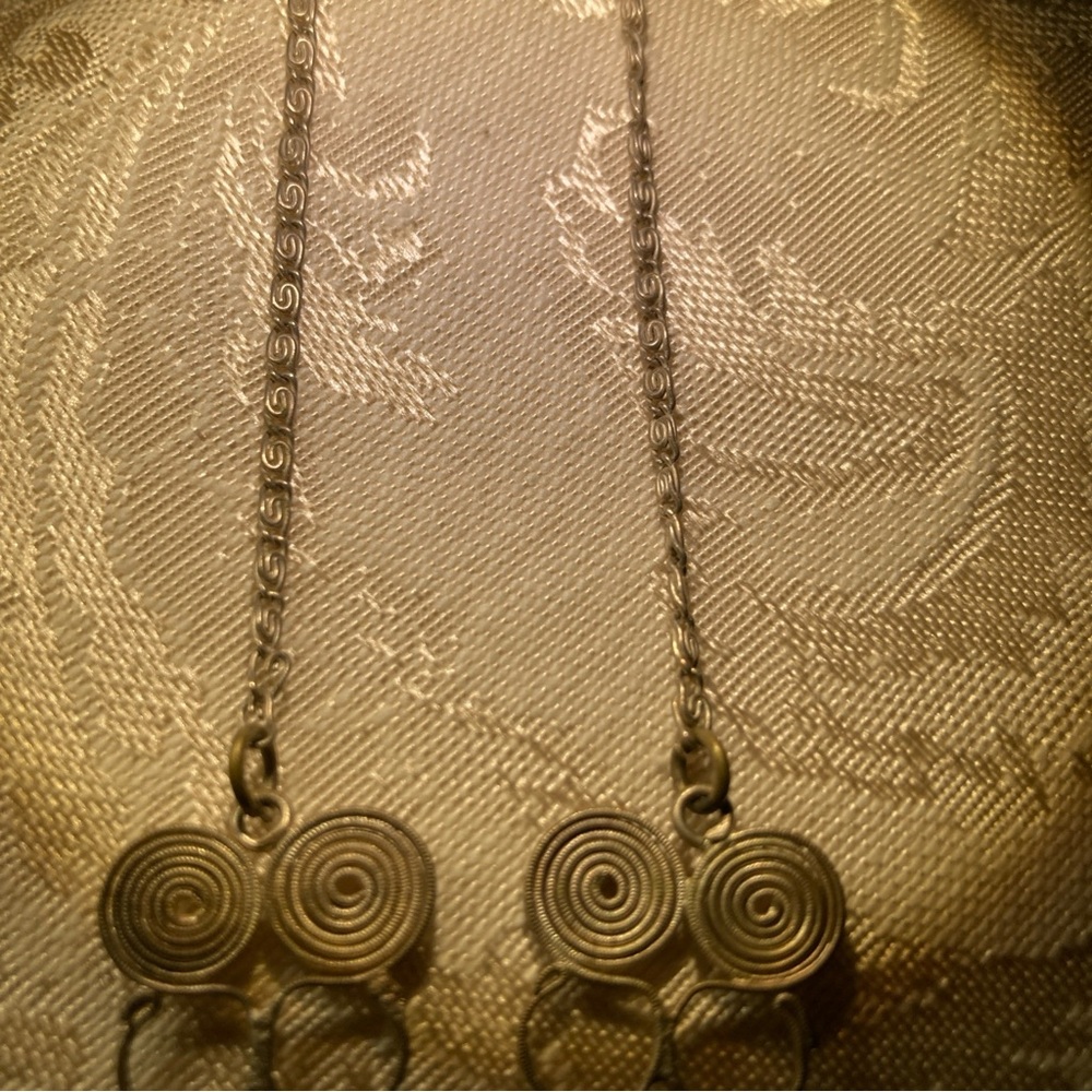 Vintage Silver and Blue Filigree Cameo Necklace & Bracelet set 1930’s - Picture 4 of 13